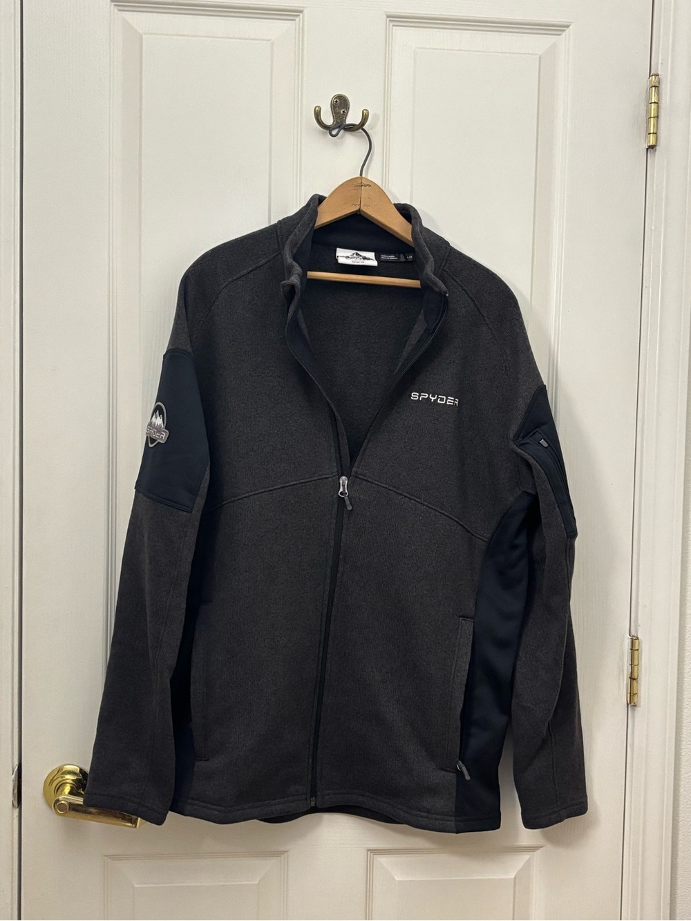 Spyder Men's Dark Charcoal and Black Full-Zip Performance Jacket